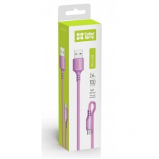 Дата кабель USB 2.0 AM to Micro 5P 1.0m soft silicone violet ColorWay (CW-CBUM044-PU) - Фото