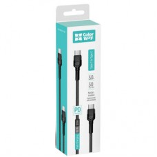 Дата кабель ColorWay USB-C to USB-C 0.3m 3А black (CW-CBPDCC054-BK) - Фото