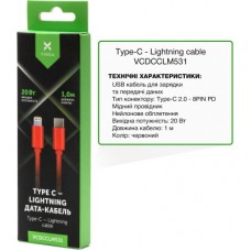 Дата кабель USB-C to Lightning 1.0m 20W Nylon Red Vinga (VCDCCLM531) - Фото