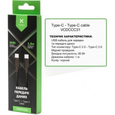 Дата кабель USB Type-C to Type-C 1.0m 60W PVC Vinga (VCDCCC31) - Фото