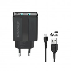 Зарядний пристрій Grand-X CH-15UMB (5V/2,1A + DC cable 2,4А USB -> Micro USB 1m) Black (CH-15UMB) - Фото