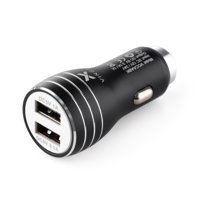 Зарядний пристрій Vinga Dual USB Car Charger aluminium 15.5 W Max (VCCAABK)