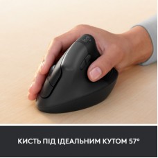 Мышка Logitech Lift Vertical Ergonomic Wireless/Bluetooth for Business Graphite (910-006494) - Фото