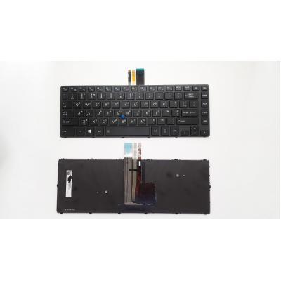 Клавиатура ноутбука Toshiba Tecra R40-C Series черная с черной рамкой с ТП с подсветкой (A46166)