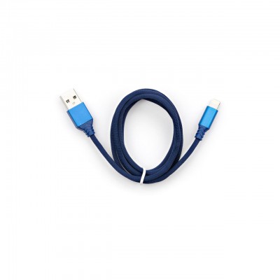 Дата кабель USB 2.0 AM to Lightning nylon 1m blue Vinga (VCPDCLNB21B)
