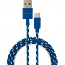 Дата кабель USB 2.0 AM to Type-C 2color nylon 1m blue Vinga (VCPDCTCNB31B) - Фото