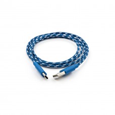 Дата кабель USB 2.0 AM to Type-C 2color nylon 1m blue Vinga (VCPDCTCNB31B) - Фото