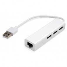 Концентратор Vinga 3xUSB2.0 + RJ45 100Mbps (VCP2H3USB2LANWH) - Фото