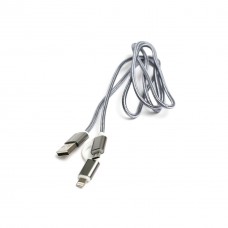 Дата кабель USB 2.0 AM to Lightning + Micro 5P 1.0m cotton PowerPlant (KD00AS1289) - Фото
