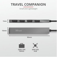 Концентратор Trust Halyx Aluminium 4-Port Mini USB Hub (23786_TRUST) - Фото