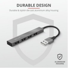 Концентратор Trust Halyx Aluminium 4-Port Mini USB Hub (23786_TRUST) - Фото