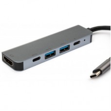 Концентратор Vinga Type-C to 4K HDMI+USB3.0+2*PD aluminium (VCPHTC5AL) - Фото