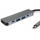 Концентратор Vinga Type-C to 4K HDMI+USB3.0+2*PD aluminium (VCPHTC5AL)