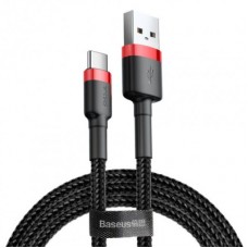 Дата кабель USB 2.0 AM to USB-C 2.0m 2A red-black Baseus (CATKLF-C91) - Фото