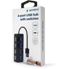 Концентратор Gembird USB 2.0 4 ports switch black (UHB-U2P4-05) - Фото