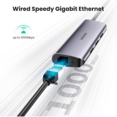 Концентратор Ugreen Type-C to 3хUSB 3.0 + RJ45 1000M Ethernet (60718) - Фото