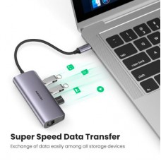 Концентратор Ugreen Type-C to 3хUSB 3.0 + RJ45 1000M Ethernet (60718) - Фото
