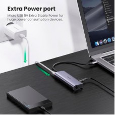 Концентратор Ugreen Type-C to 3хUSB 3.0 + RJ45 1000M Ethernet (60718) - Фото