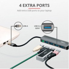 Концентратор Halyx 4-Port USB-A 3.2 Grey Trust (24947_TRUST) - Фото