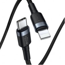 Дата кабель USB-C to Lightning 1.0m 18W 2.1A Cafule Black-Grey Baseus (CATLKLF-G1) - Фото