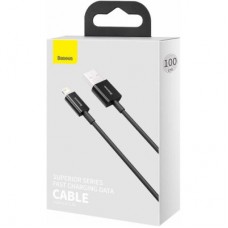 Дата кабель USB 2.0 AM to Lightning 1.0m 2.4A Superior Series Black Baseus (CALYS-A01) - Фото