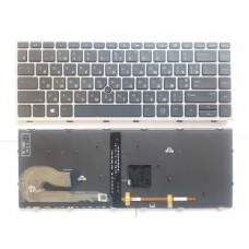 Клавиатура ноутбука HP EliteBook 840 G5 черная с серебр TP подсв UA (A46177)