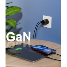 Зарядний пристрій Choetech GaN USB-A/USB-C 33 W QC 3.0/PD/PPS (PD5006-EU-BK) - Фото