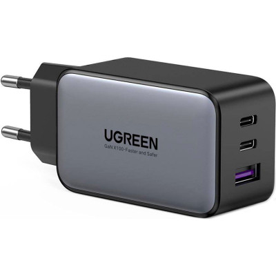 Зарядний пристрій Ugreen 3xUSB 65 W GaN (2xUSB-C+USB-A) CD244 Grey (10335)