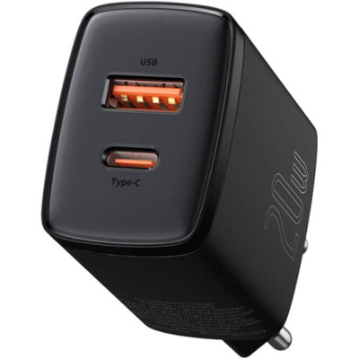 Зарядное устройство Baseus Compact Quick Charger U+C 20W EU Black (CCXJ-B01)