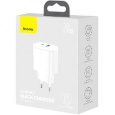 Зарядний пристрій Baseus Compact Quick Charger U+C 20 W EU White (CCXJ-B02) - Фото