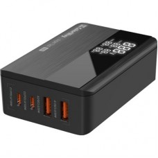 Зарядний пристрій ColorWay Power Delivery GaN (2 USB-A + 2 USB TYPE-C) (100 W) black (CW-CHS041PD-BK) - Фото