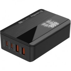 Зарядний пристрій ColorWay Power Delivery GaN (2 USB-A + 2 USB TYPE-C) (100 W) black (CW-CHS041PD-BK) - Фото