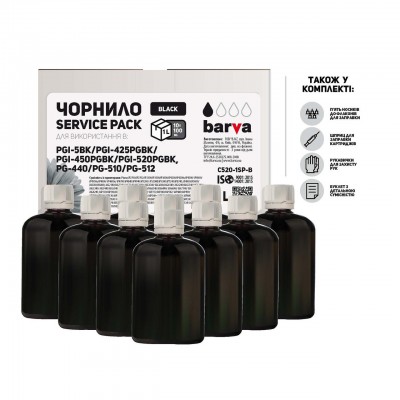 Чорнило BARVA Canon PGI-520/PG-510 Black 10x100 мл ServicePack (C520-1SP-B)