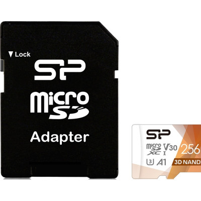 Картка пам'яті Silicon Power 256Gb microSDXC U3 A1 V30 Superior Color 100R/80W + adapter (SP256GBSTXDU3V20AB)