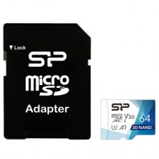 Картка пам'яті Silicon Power 64Gb microSDXC U3 A1 V30 Superior Color 100R/80W + adapter (SP064GBSTXDU3V20AB) - Фото