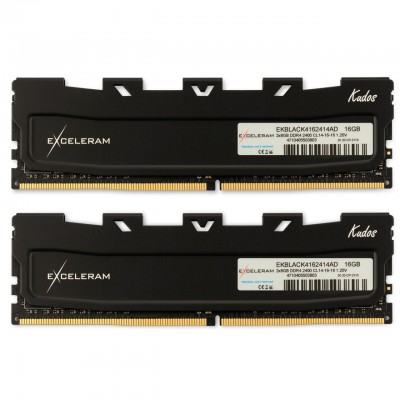 Модуль пам'яті для комп'ютера DDR4 16 GB (2x8GB) 3200 MHz Kudos Black eXceleram (EKBLACK4163216AD)