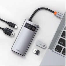 Концентратор Baseus Metal Gleam Series 4-in-1 Multifunctional Gray (CAHUB-CY0G) - Фото
