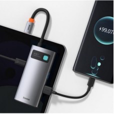 Концентратор Baseus Metal Gleam Series 4-in-1 Multifunctional Gray (CAHUB-CY0G) - Фото