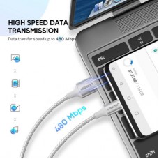 Дата кабель USB 2.0 AM to Type-C 2.0m 3.0A 18W US288 White Ugreen (60133) - Фото