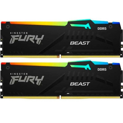 Модуль пам'яті для комп'ютера DDR5 16 GB (2x8GB) 6000 MHz FURY Beast RGB Kingston Fury (ex.HyperX)