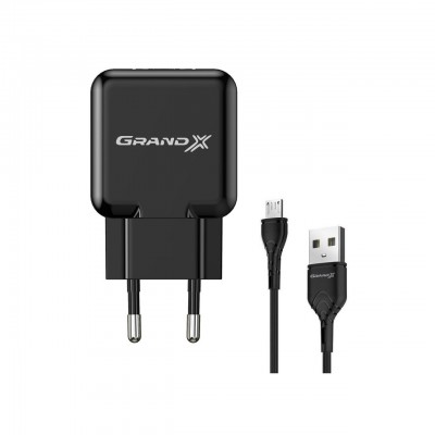 Зарядний пристрій Grand-X CH-03UMB (5V/2,1A + DC cable Micro USB) Black (CH-03UMB)