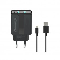 Зарядное устройство Grand-X 5V 2,1A Black + cable USB-Lightning (CH15LTB)