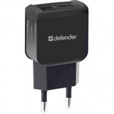 Зарядное устройство Defender EPA-13 black, 2xUSB, 5V/2.1A, package (83840)