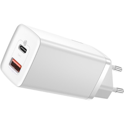 Зарядний пристрій Baseus 2xUSB 65 W GaN (USB-C+USB-A) white (CCGAN2L-B02)
