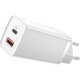 Зарядний пристрій Baseus 2xUSB 65 W GaN (USB-C+USB-A) white (CCGAN2L-B02)