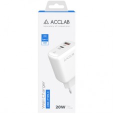 Зарядний пристрій ACCLAB AL-TC220 (1xUSB, 1xType-C) (1283126556494) - Фото