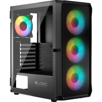 Корпус для ПК Logic concept PORTOS MESH+GLASS ARGB fans 4x120 mm BLACK (AT-PORTOS-10-0000000-0002)