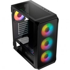 Корпус для ПК Logic concept PORTOS MESH+GLASS ARGB fans 4x120 mm BLACK (AT-PORTOS-10-0000000-0002) - Фото