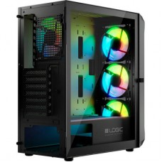 Корпус для ПК Logic concept PORTOS MESH+GLASS ARGB fans 4x120 mm BLACK (AT-PORTOS-10-0000000-0002) - Фото