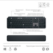Комплект Logitech MX Keys S Plus Palmrest Wireless UA Graphite (920-011614) - Фото